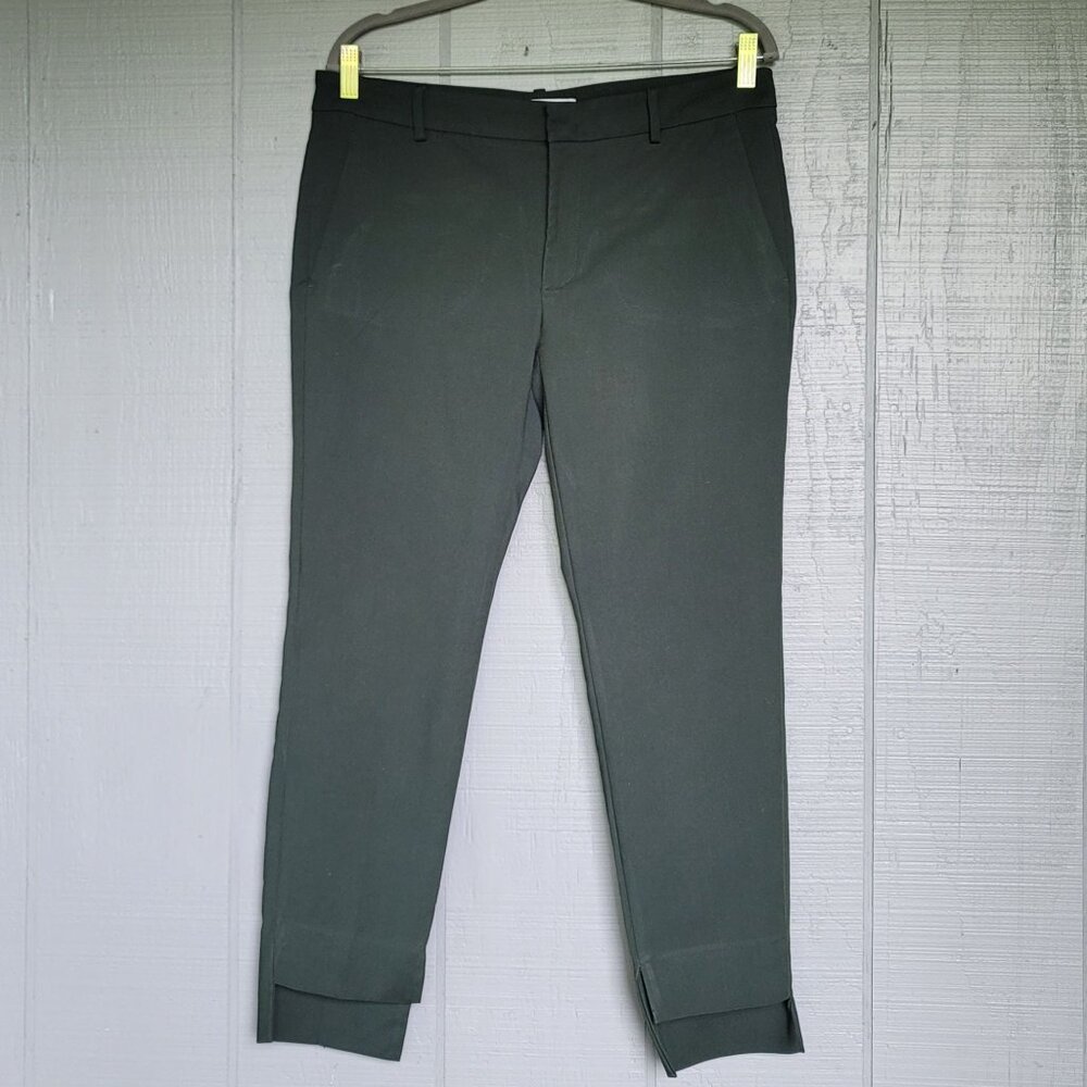 Zara Women's Asymmetrical Hem Dark Green Cropped Pants. Size 8 - Picture 2 of 6